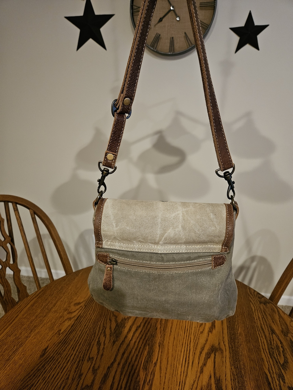 Myra Bag Monterey Bay Canvas Shoulder Bag in Beige, Olive and Brown - Picture 2 of 5